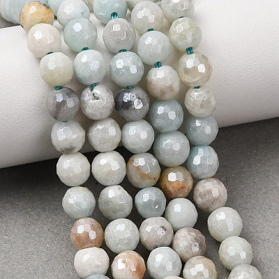 Electroplated Natural Flower Amazonite Beads Strands G-B191-A03-6mm-1