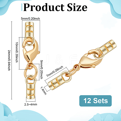 12Pcs Brass Cord Ends PALLOY-PH01842-1