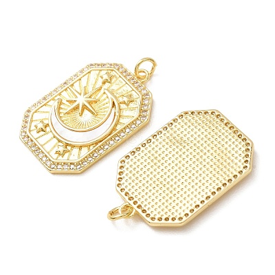 Brass Micro Pave Clear Cubic Zirconia Pendants KK-CBADE12-02B-G-1