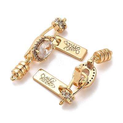 Brass Micro Pave Clear Cubic Zirconia Fold Over Clasps KK-B110-04G-1
