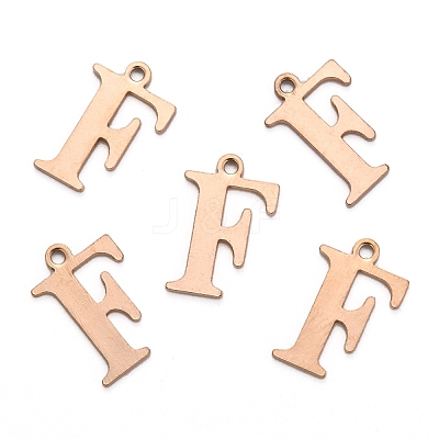 Ion Plating(IP) 304 Stainless Steel Alphabet Charms LS-STAS-H122-F-RG-1