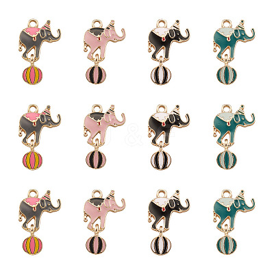 32Pcs 4 Colors Zinc Alloy Enamel Pendants ENAM-TA0001-25-1