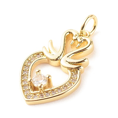 Brass Micro Pave Clear Cubic Zirconia Pendants X-ZIRC-P094-07G-RS-1