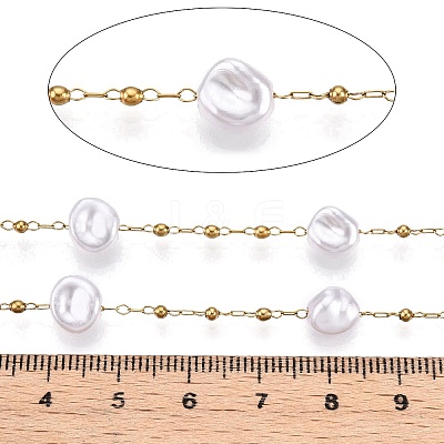 Handmade ABS Plastic Imitation Pearl Beads Chains CHS-T006-07G-1