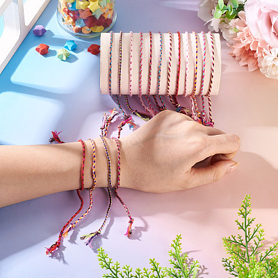16Pcs 8 Colors Macrame Cotton Cord Slider Bracelets BJEW-TAC0060-1