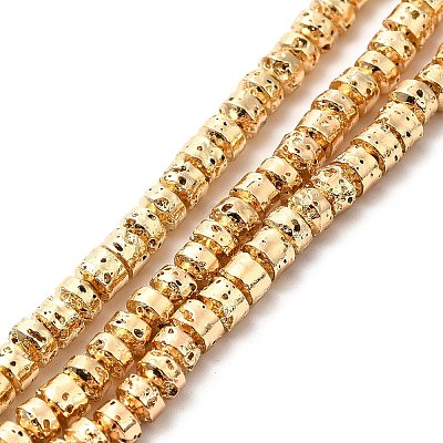 Electroplated Natural Lava Rock Beads Strands G-G984-14KCG-1