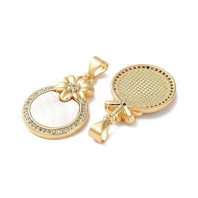 Brass Micro Pave Clear Cubic Zirconia Pendants KK-B083-16G-03-1