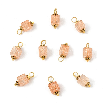 10Pcs Crackle Glass Pendants PALLOY-YW00067-01-1