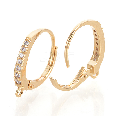 Brass Cubic Zirconia Leverback Earring Findings KK-S340-43G-1