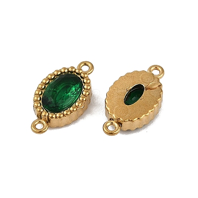 Ion Plating(IP) 304 Stainless Steel Cubic Zirconia Oval Links Connector Charms STAS-K256-22G-1