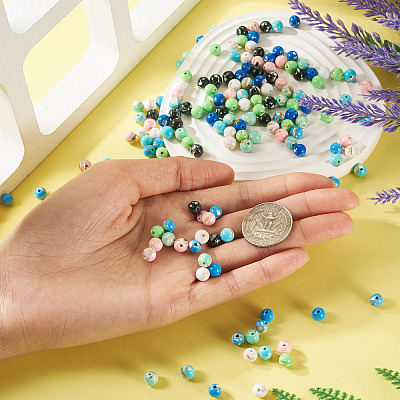 160Pcs 8 Colors Assembled Synthetic Stone and Trochus Shell Beads G-TA0002-31C-1