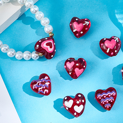 10Pcs 5 Colors Handmade Lampwork Enamel  Beads LAMP-PA0001-05-1