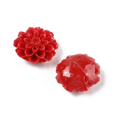 Synthetic Coral 3D Flower Rose Beads CORA-L046-D08-1