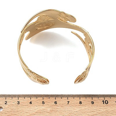304 Stainless Steel Cuff Open Bangles for Women BJEW-F542-02G-1
