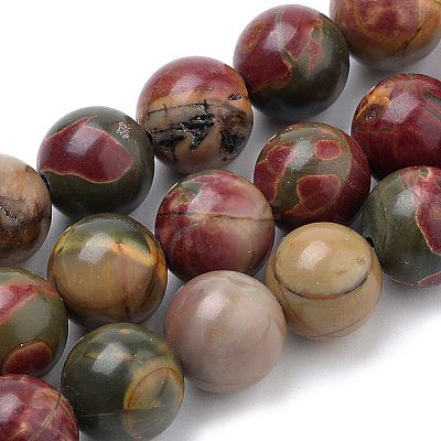 Natural Polychrome Jasper/Picasso Stone/Picasso Jasper Beads Strands X-G-S259-23-6mm-1