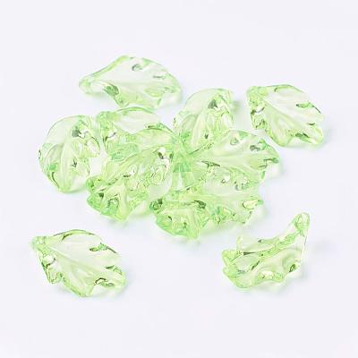 Light Green Transparent Acrylic Leaf Pendants for Chunky Necklace Jewelry X-TACR-470-31-1