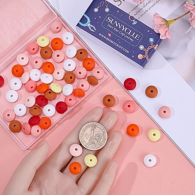 96Pcs 12 Colors Food Grade Eco-Friendly Silicone Abacus Beads SIL-SC0001-87B-1