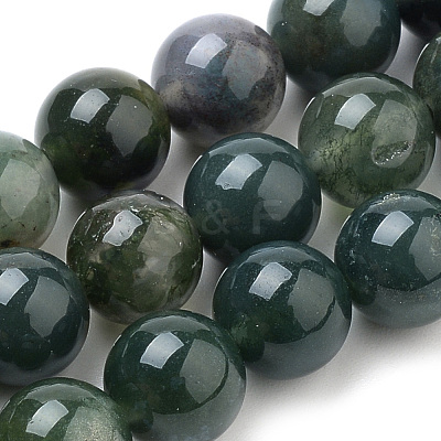 Natural Moss Agate Beads Strands X-G-S259-18-6mm-1