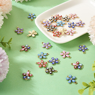 28Pcs 7 Colors Alloy Enamel Connector Charms ENAM-TA0001-87-1