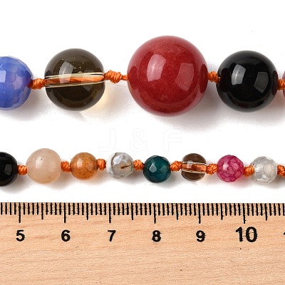 Natural Mixed Stone & Glass Round Beads Strands X-G-C188-01-1