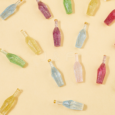 60Pcs 6 Colors Dummy Bottle Transparent Resin Cabochon RESI-SC0036-42-1