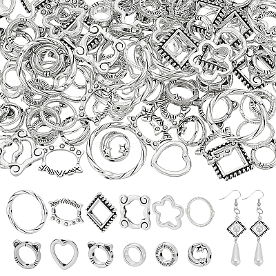 120Pcs 12 Styles Alloy Bead Frame FIND-WR0012-44-1