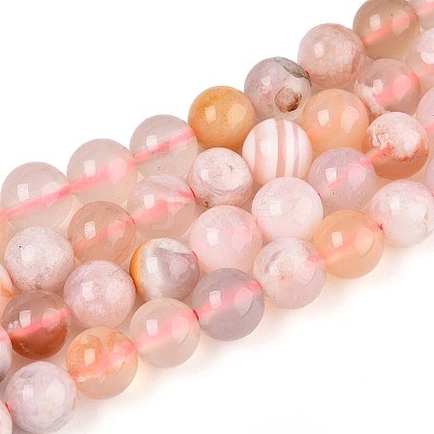 Natural Cherry Blossom Agate Beads Strands G-K310-C07-6mm-1