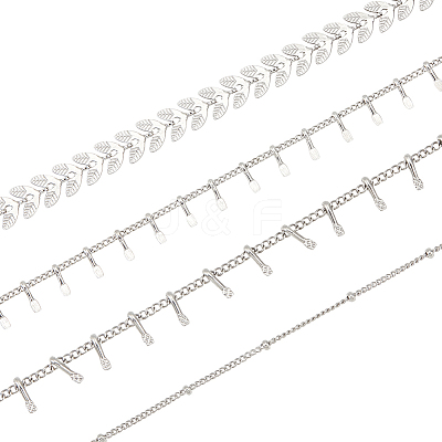 4M 4 Style Stainless Steel Cobs & Satellite Chains and Square Charm Chains STAS-AR0001-37-1