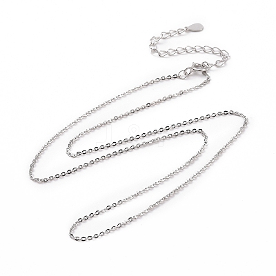 Anti-Tarnish Rhodium Plated 925 Sterling Silver Cable Chains Necklace for Women STER-I021-09P-1