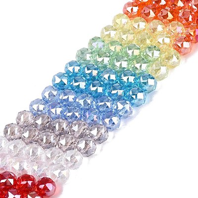Electroplate Transparent Glass Beads Strands EGLA-Q135-8MM-C03-1