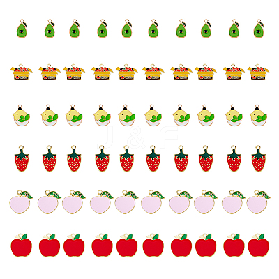 60Pcs 6 Style Alloy Enamel Pendants FIND-DC0002-37-1