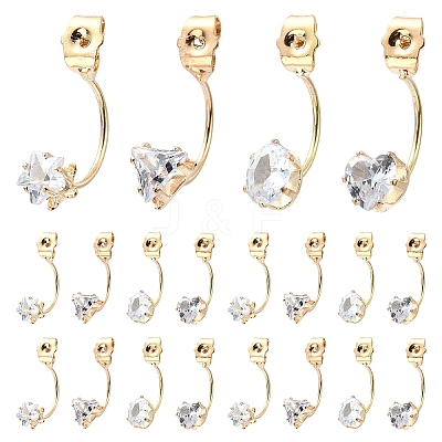16Pcs 4 Styles Alloy Clear Cubic Zirconia Earring Nuts FIND-YW0012-06B-1