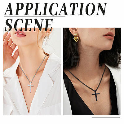 8Pcs 2 Colors Alloy Cross Pendant 667 Stainless Steel Box Chain Necklaces NJEW-GO0001-23-1