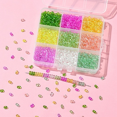 90g 9 Colors Baking Paint Glass Seed Beads SEED-YW0002-51A-1