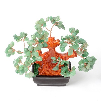 Natural Green Aventurine Chips Money Tree Bonsai Display Decorations DJEW-B007-08A-1