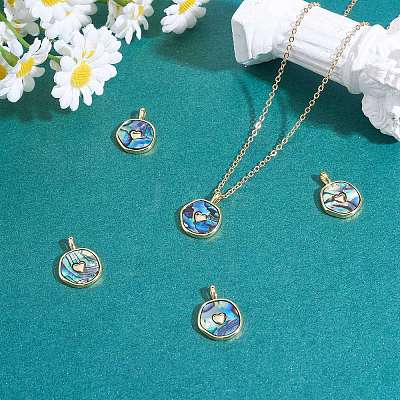 5Pcs Natural Abalone Shell/Paua Shell Pendants KK-SZ0002-38A-1