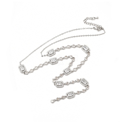 Clear Cubic Zirconia Rectangle Lariat Necklace NJEW-E074-05P-1