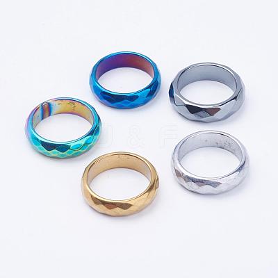 Electroplate Non-Magnetic Synthetic Hematite Rings RJEW-F068-16mm-1