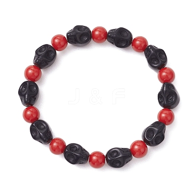 Synthetic Turquoise Beaded Stretch Bracelets BJEW-JB12093-03-1