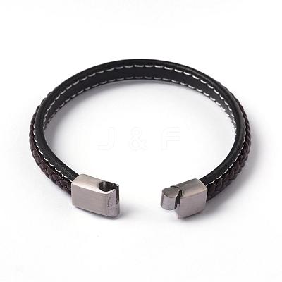 Leather Braided Cord Bracelets BJEW-E293-02P-1