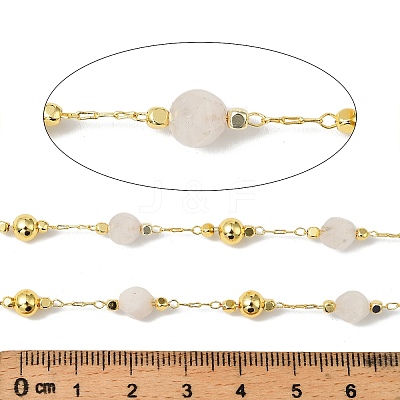 Handmade White Jade Faceted Round Beaded Chains CHC-F021-01G-03-1