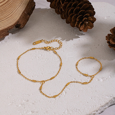 Minimalist Bamboo 304 Stainless Steel Link Ring Bracelets GG6478-1