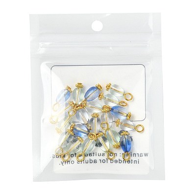 20Pcs 4 Colors Baking Paint Transparent Glass Pendants PALLOY-FS00074-1