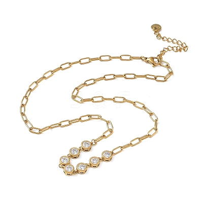 304 Stainless Steel Micro Pave Cubic Zirconia Paperclip Chains Necklaces for Women SA-CBA4051-12G-1