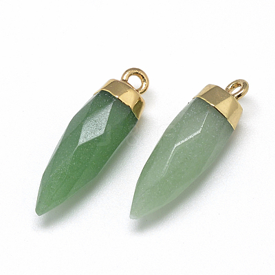 Natural Green Aventurine Pointed Pendants X-G-Q495-10G-1