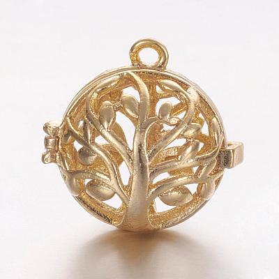 Brass Cage Pendants KK-K173-03G-1