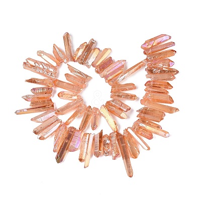 Spray Painted Electroplate Natural Quartz Crystal Points Beads Strands G-Q610-02H-1