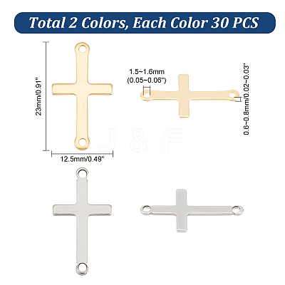 60Pcs 2 Colors Religion 201 Stainless Steel Connector Charms STAS-UN0054-08-1