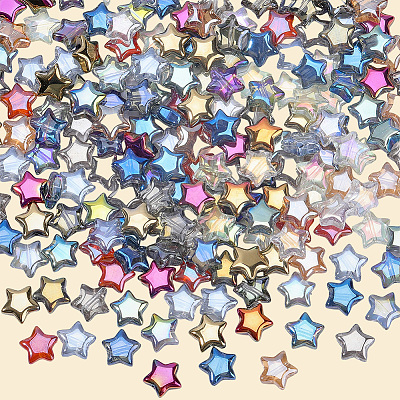 300Pcs 15 Colors Electroplate Transparent Glass Beads GLAA-PA0001-18-1