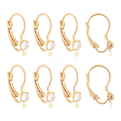 10Pcs Flat Round Brass Glass Leverback Earring Findings KK-TADJ0001-18-1